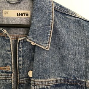 Topshop Oversized Cropped Denim Jean Jacket